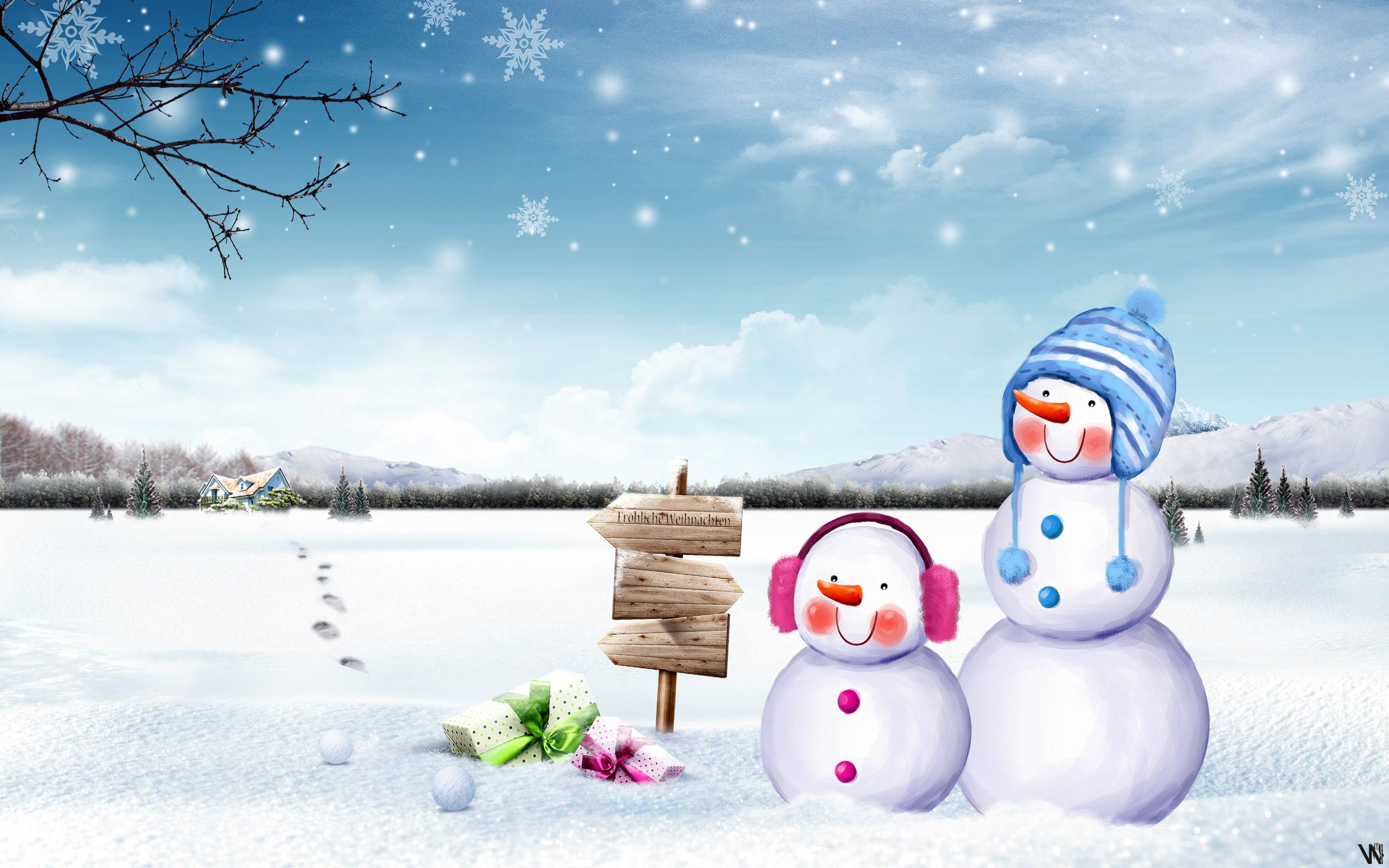 Due pupazzi di neve invernali, 2560x1600 WQXGA, MacBook Pro