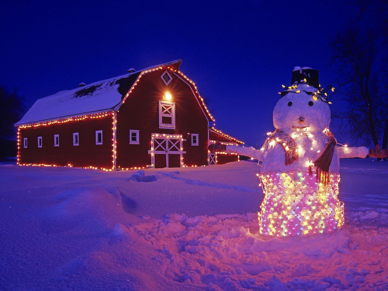 Pupazzo di neve luci fienile, 1600x1200 HD Ready, PC
