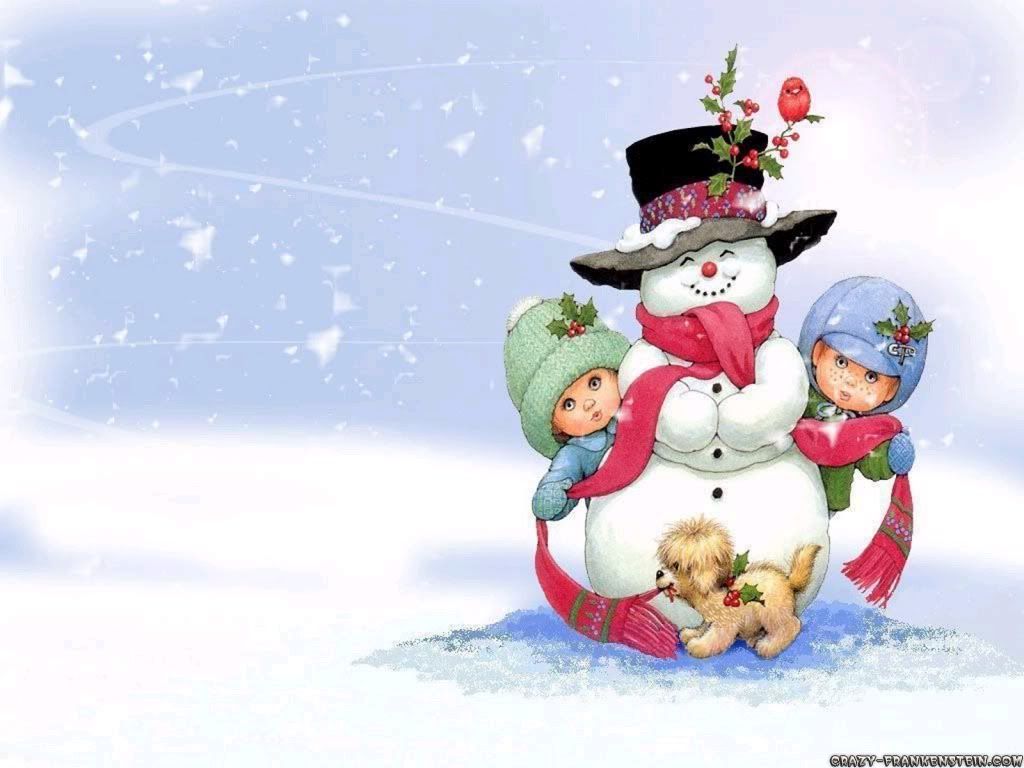 Pupazzo di neve villaggio invernale, 1440x900 720p, PC