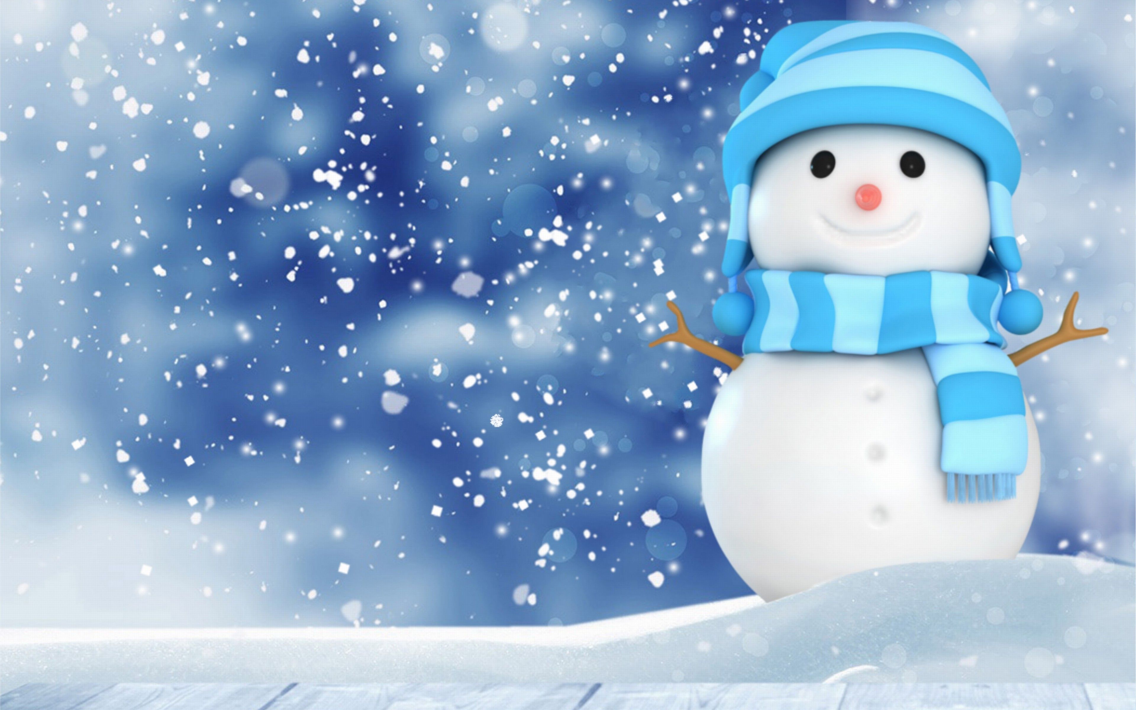 Pupazzo di neve con sciarpa blu, 3840x2400 Ultra HD, 4K TV