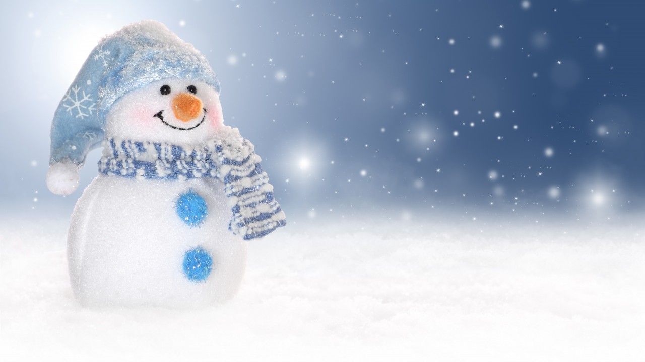 Pupazzo di neve con sciarpa blu, 1280x720 720p, Laptop