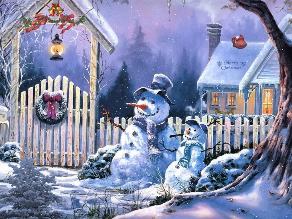 Pupazzi di neve cancello natalizio, 1024x768 HD, PC
