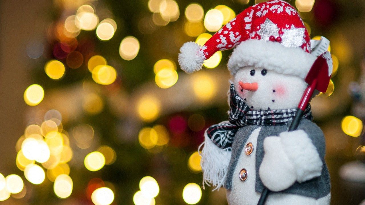 Pupazzo di neve natalizio con luci, 1280x720 HD, Desktop