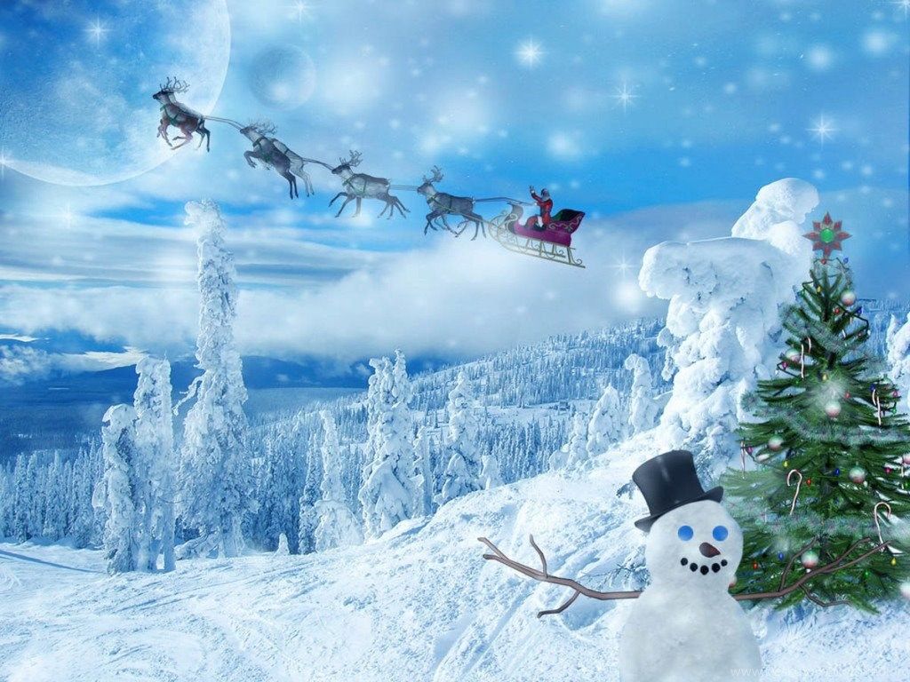 Pupazzo di neve con slitta natalizia, 1024x768 HD, iMac