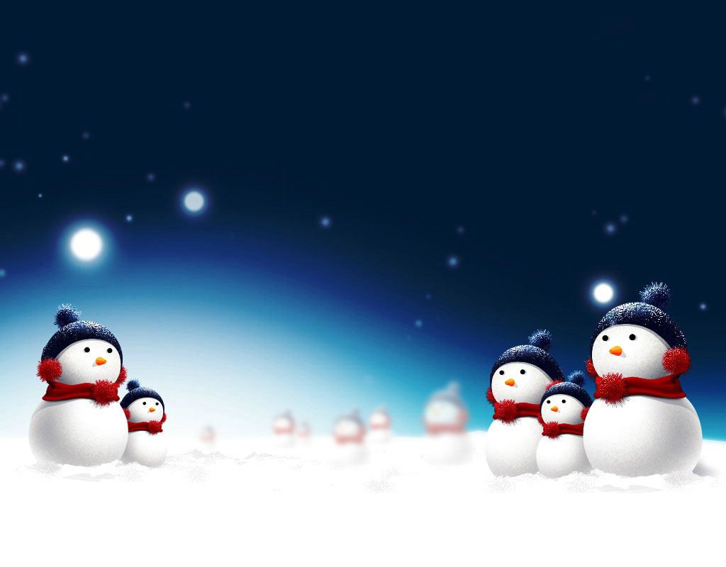 Famiglie di pupazzi di neve notte, 1024x800 HD, Laptop