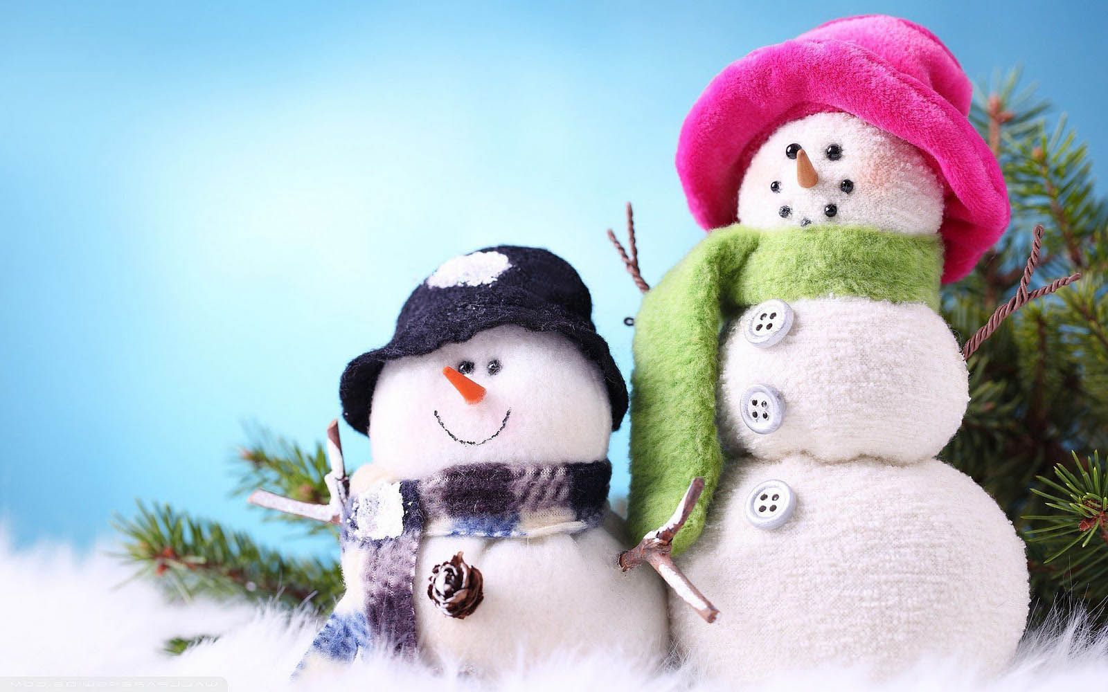 Due pupazzi di neve natalizi, 1600x1000 HD Ready, Desktop