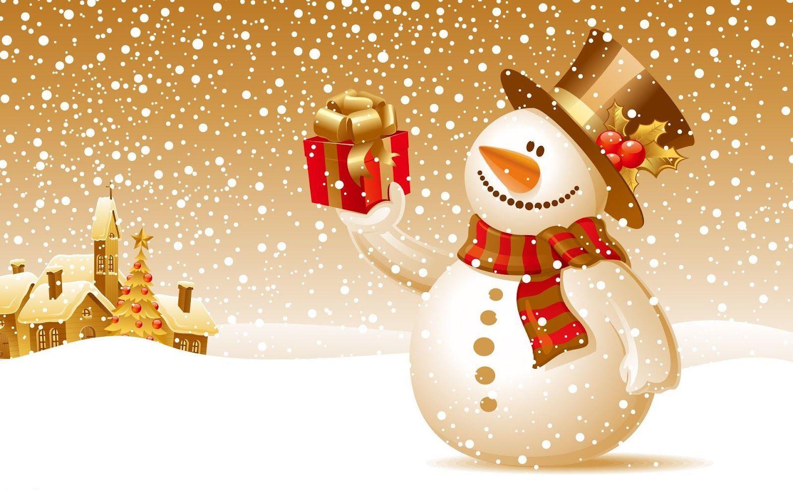Pupazzo di neve con regalo natalizio, 1600x1000 HD Ready, PC