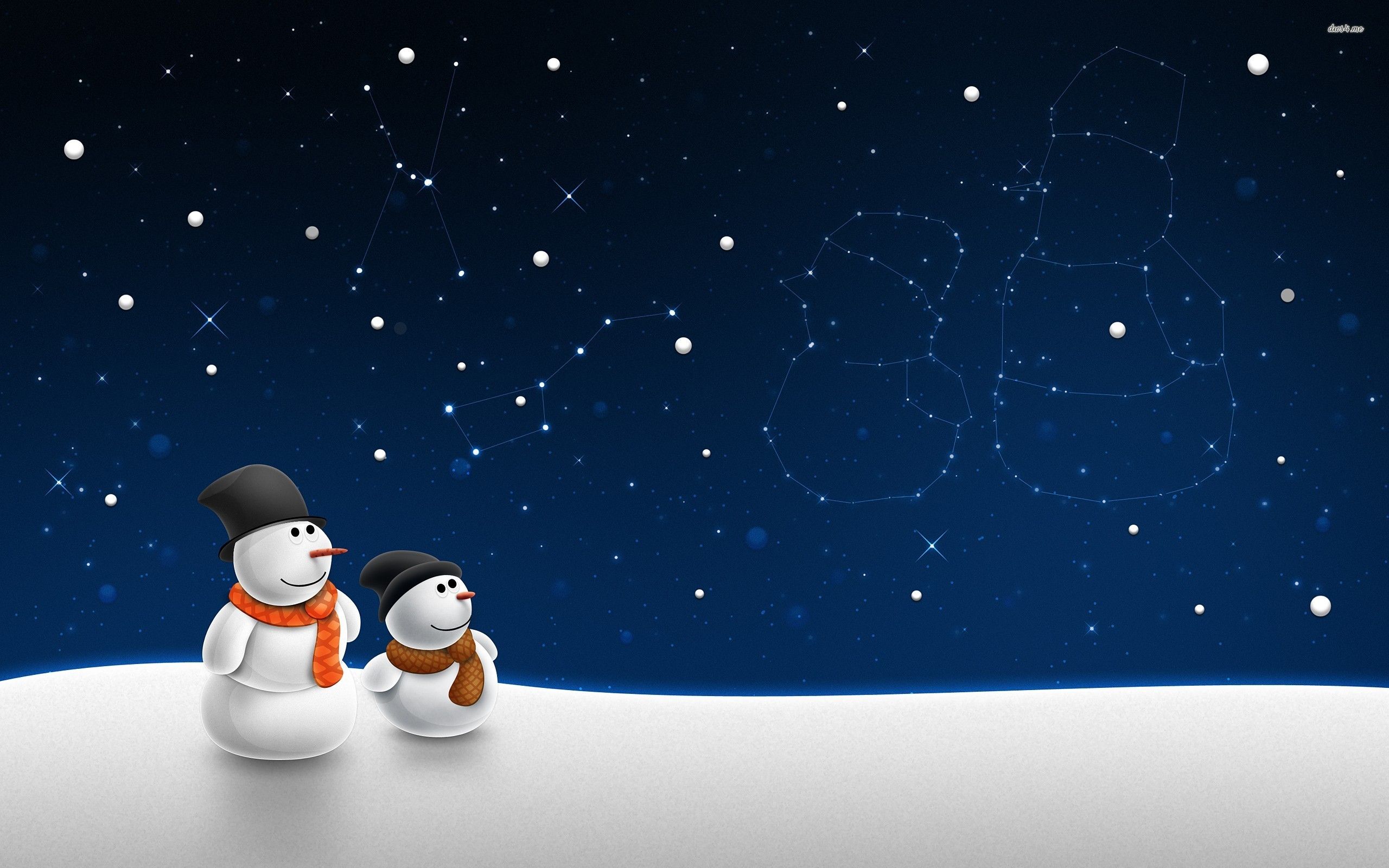Due pupazzi di neve notte stellata, 2560x1600 2K, Desktop