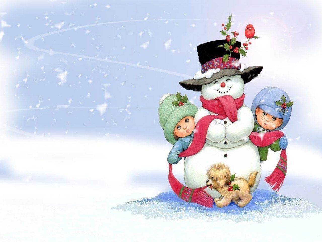 Pupazzo di neve natalizio blu, 1920x1080 Full HD, Laptop