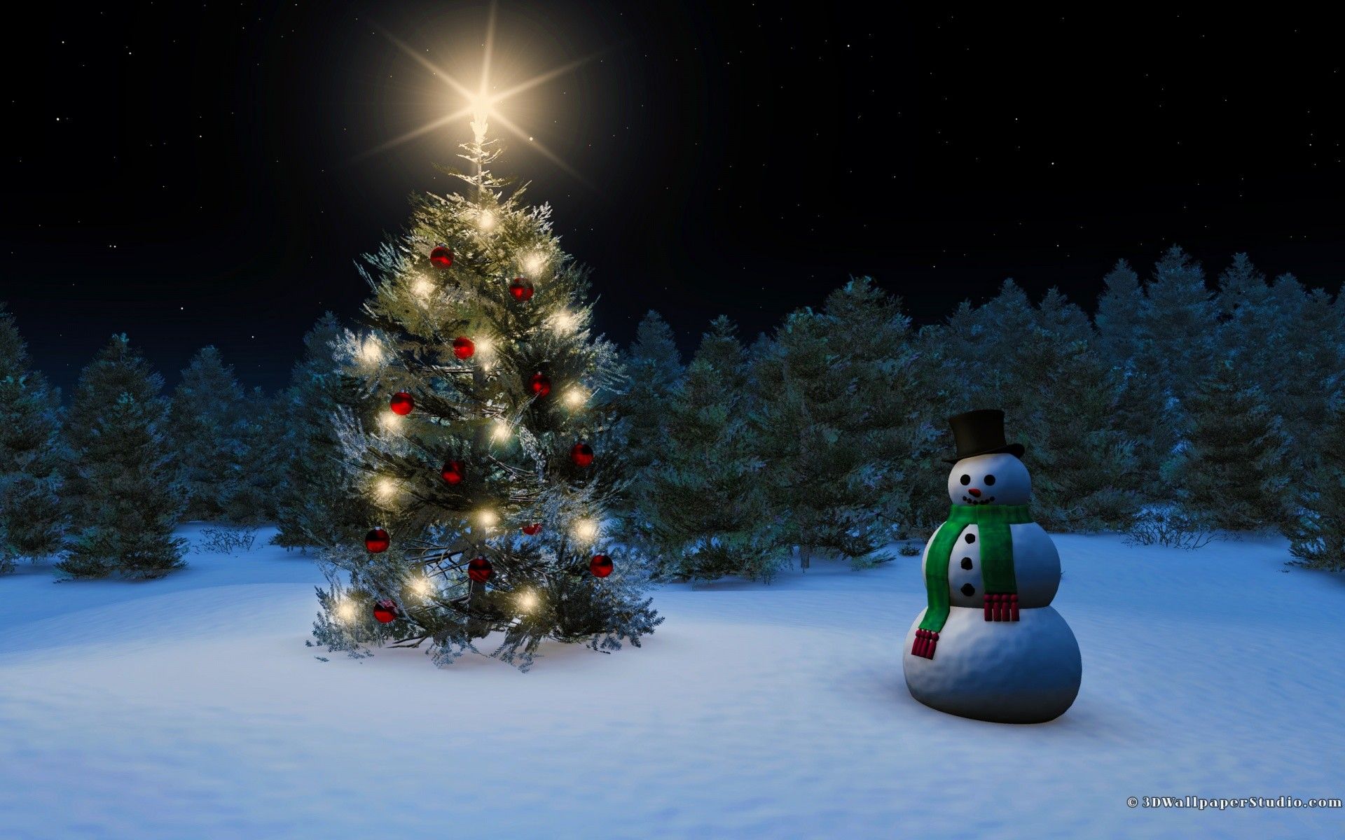 Pupazzo di neve e albero natalizio, 1920x1200 Full HD+, Desktop