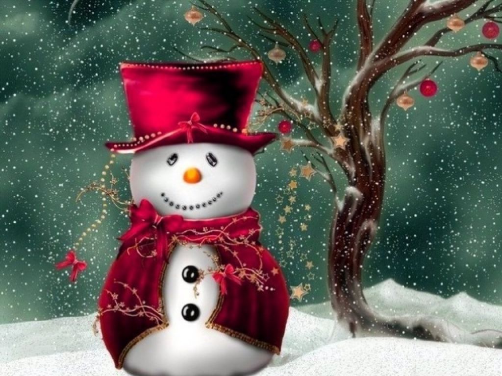 Pupazzo di neve con mantello rosso, 1024x768 HD, Desktop