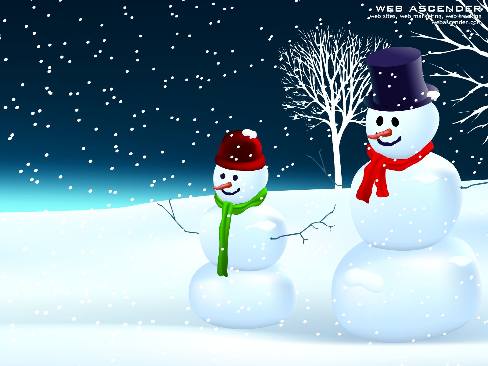 Due pupazzi di neve notte innevata, 1600x1200 HD Ready, Laptop