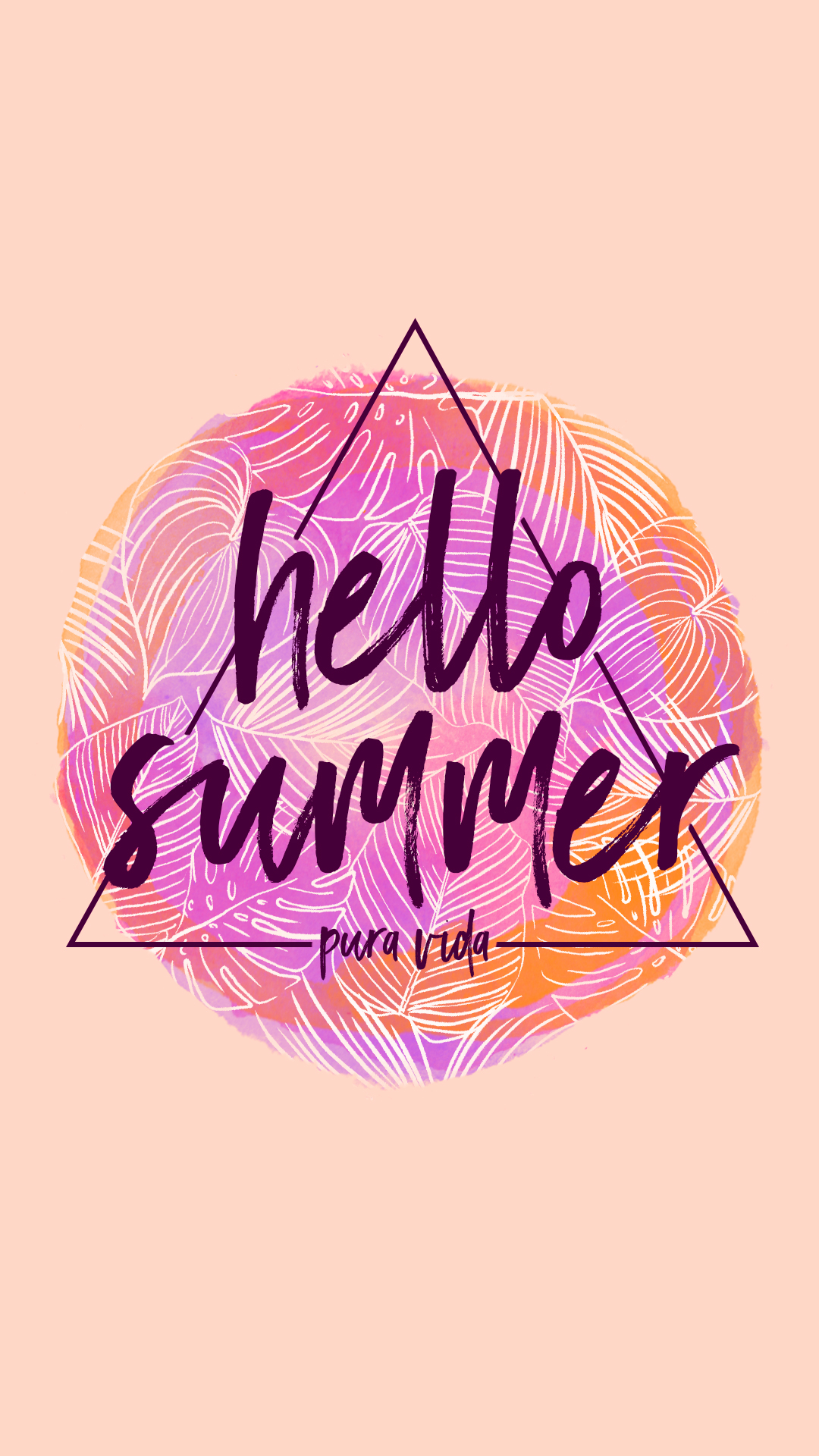 Hello Summer scritta triangolo colorato, 1080x1920 Full HD Verticale, Smartphone