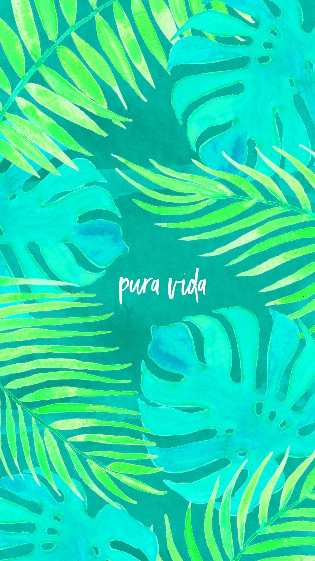 Foglie tropicali verdi acquerello, 1080x1920 Full HD Verticale, iPhone