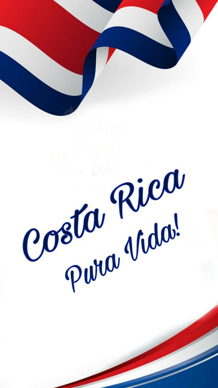 Bandiera Costa Rica, scritta Pura Vida, 720x1280 Verticale, Telefono