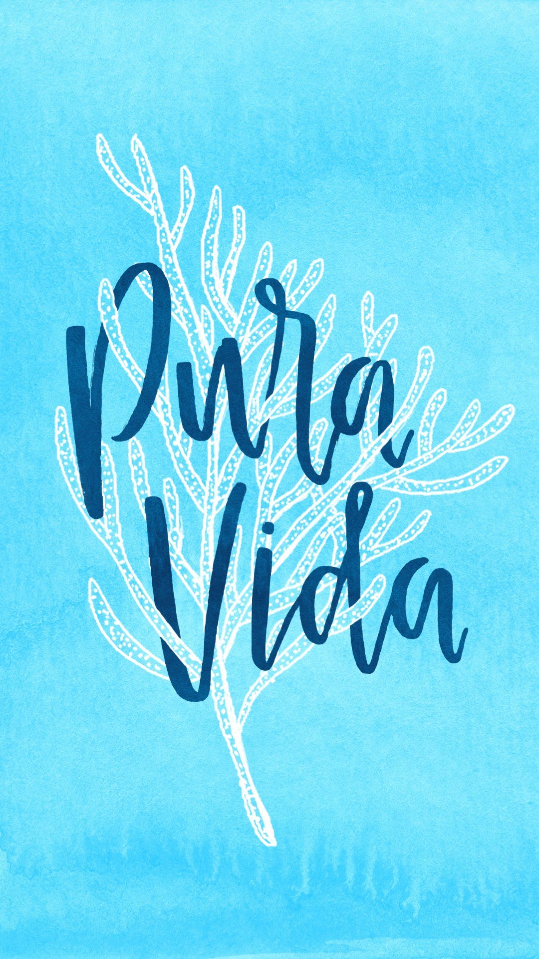 Scritta Pura Vida corallo blu, 1080x1920 Verticale, Mobile