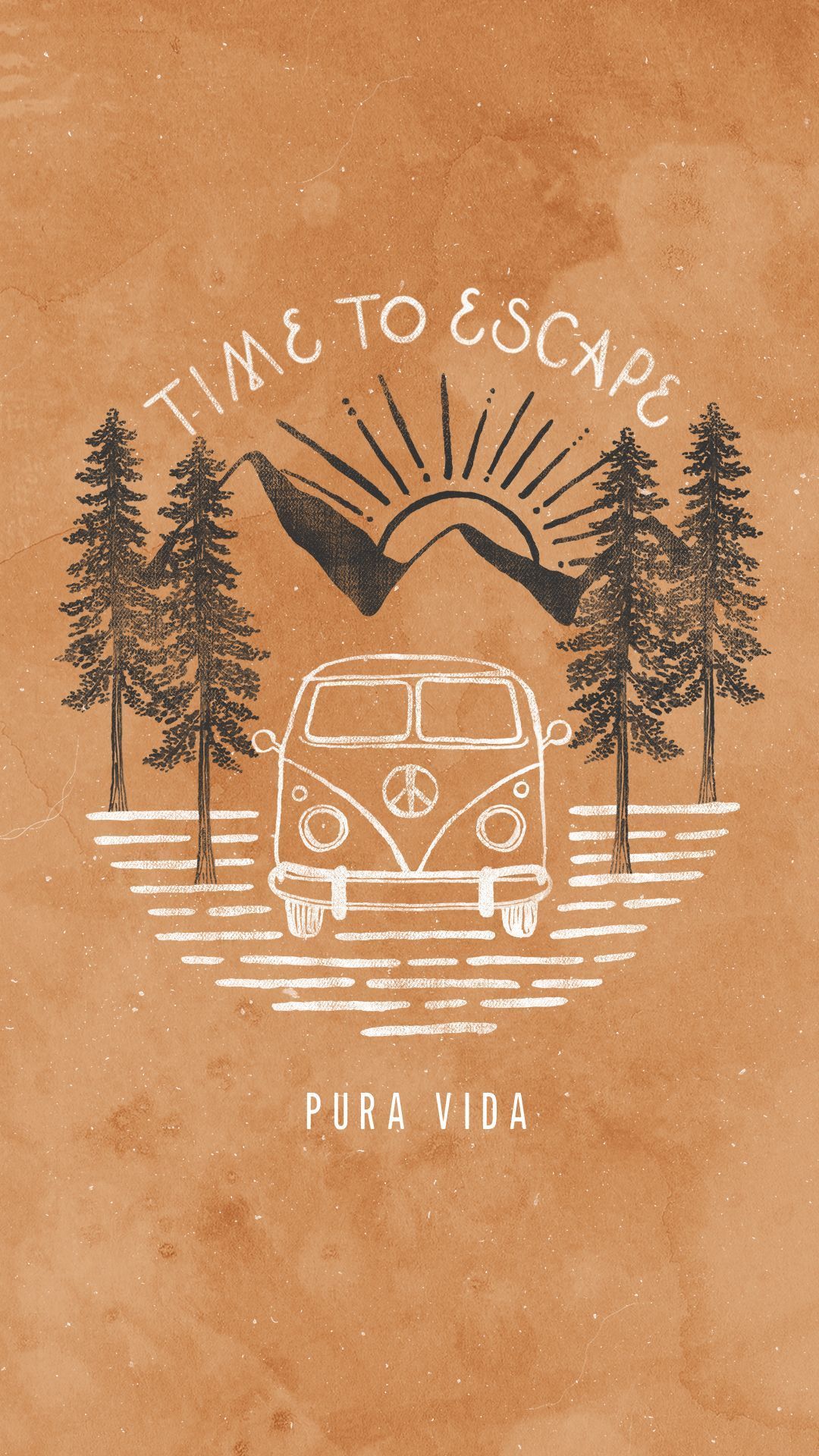Furgone hippie con pini, 1080x1920 Full HD Verticale, Smartphone