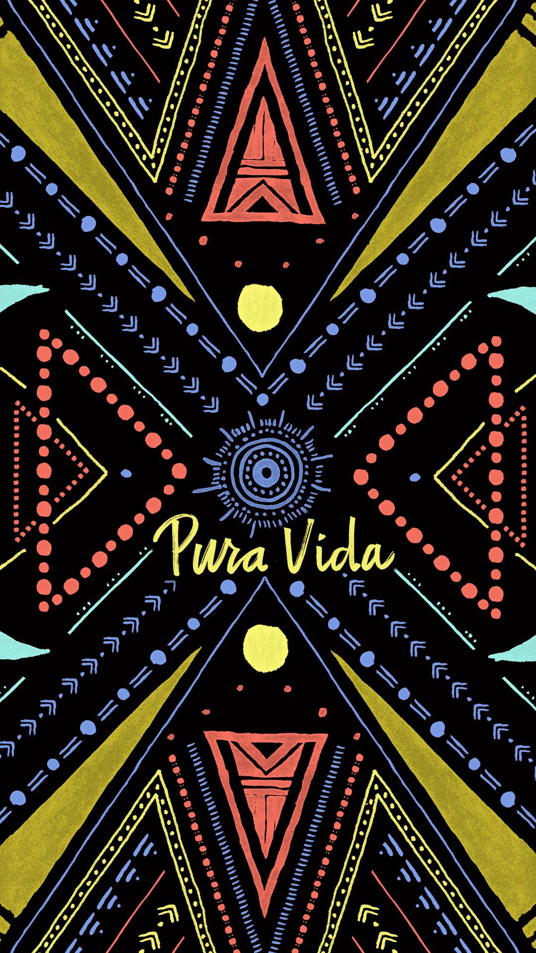 Pura Vida pattern geometrico tribale, 1080x1920 Verticale, Telefono