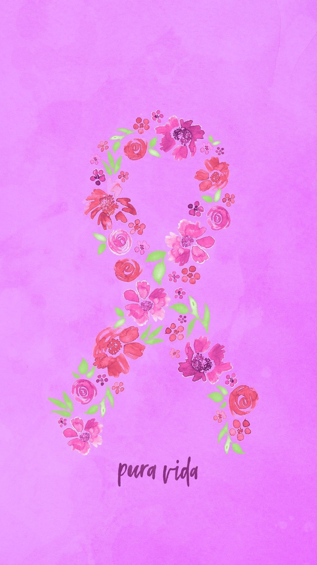 Nastro floreale rosa cancro seno, 1080x1920 Full HD Verticale, Samsung Galaxy