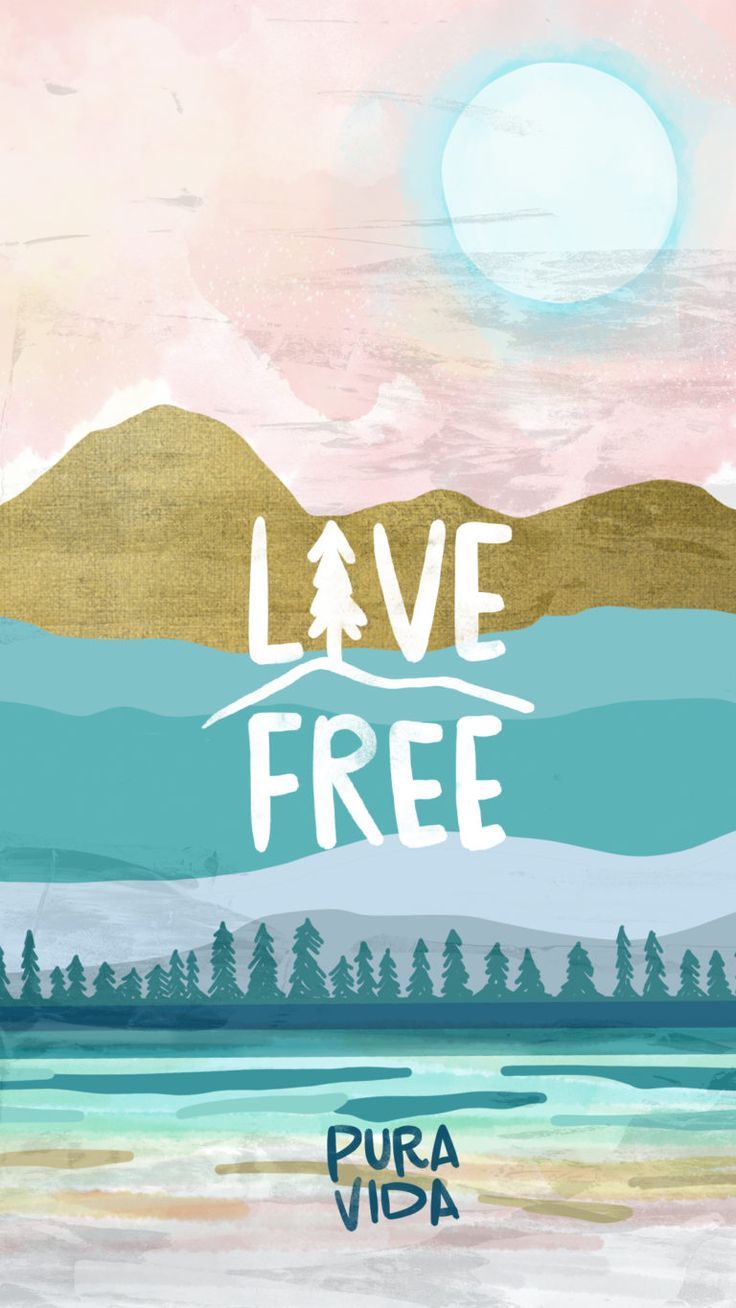 Montagne illustrate scritta Live Free, 736x1308 Full HD Verticale, iPhone
