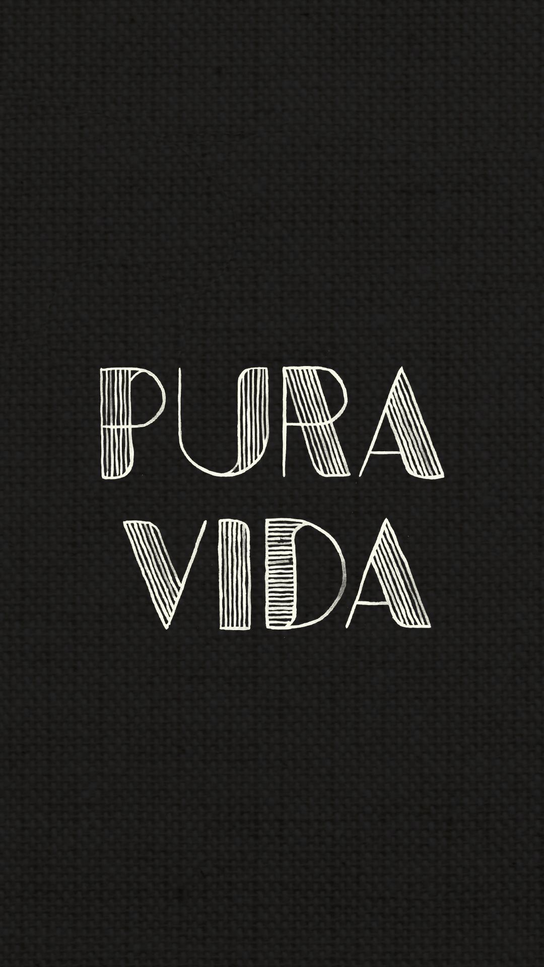 Scritta Pura Vida sfondo nero, 1080x1920 Full HD Verticale, Smartphone
