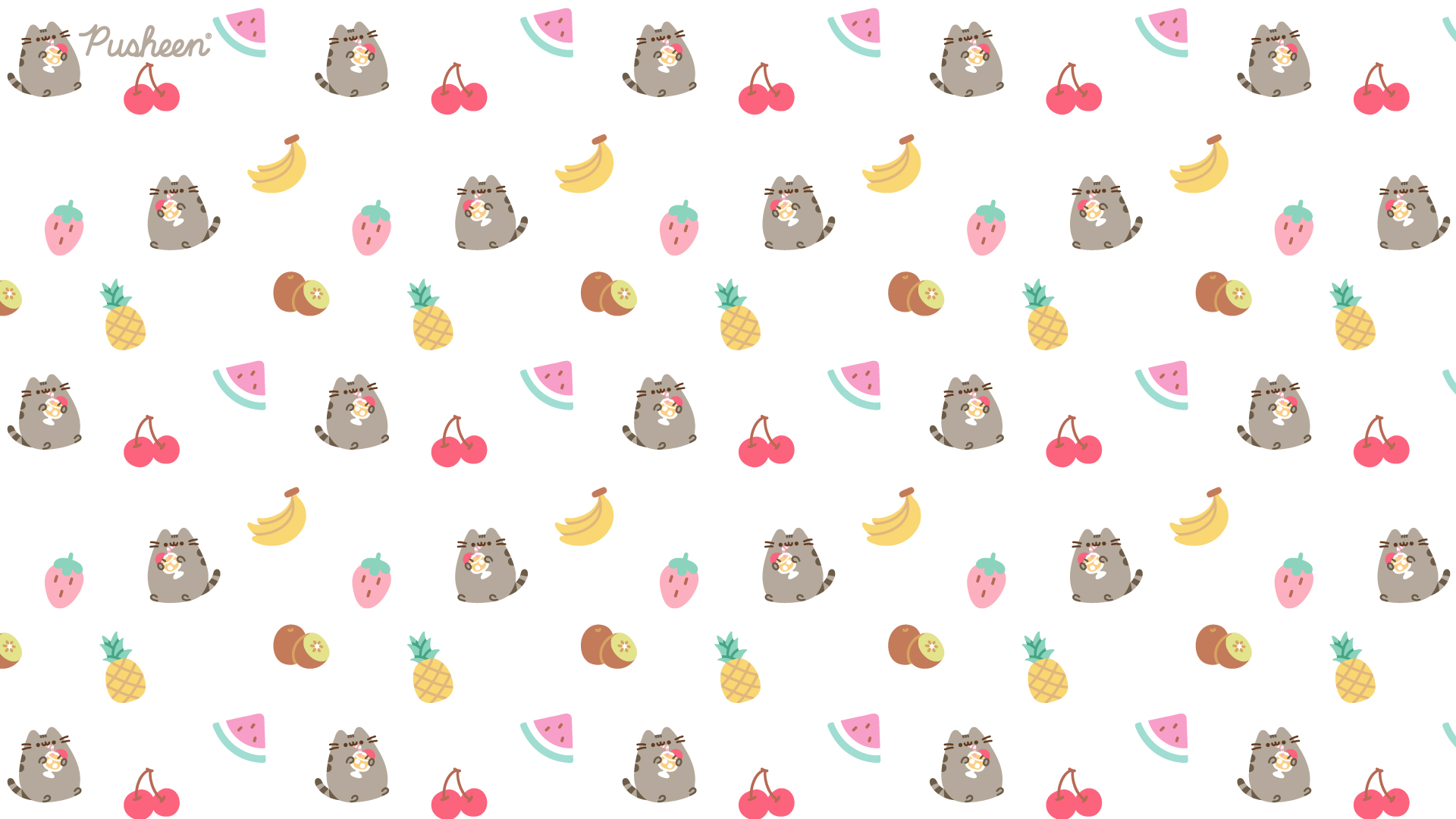 Pusheen gatto pattern frutta, 1920x1080 1080p, PC Desktop