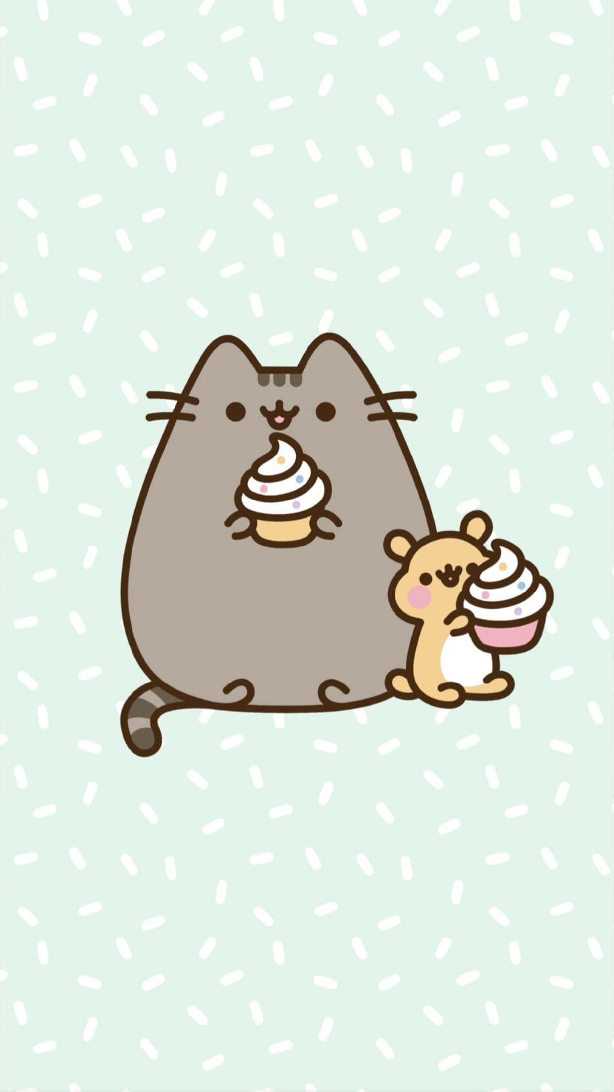 Pusheen gatto e criceto cupcake, 1242x2208 Verticale, Telefono