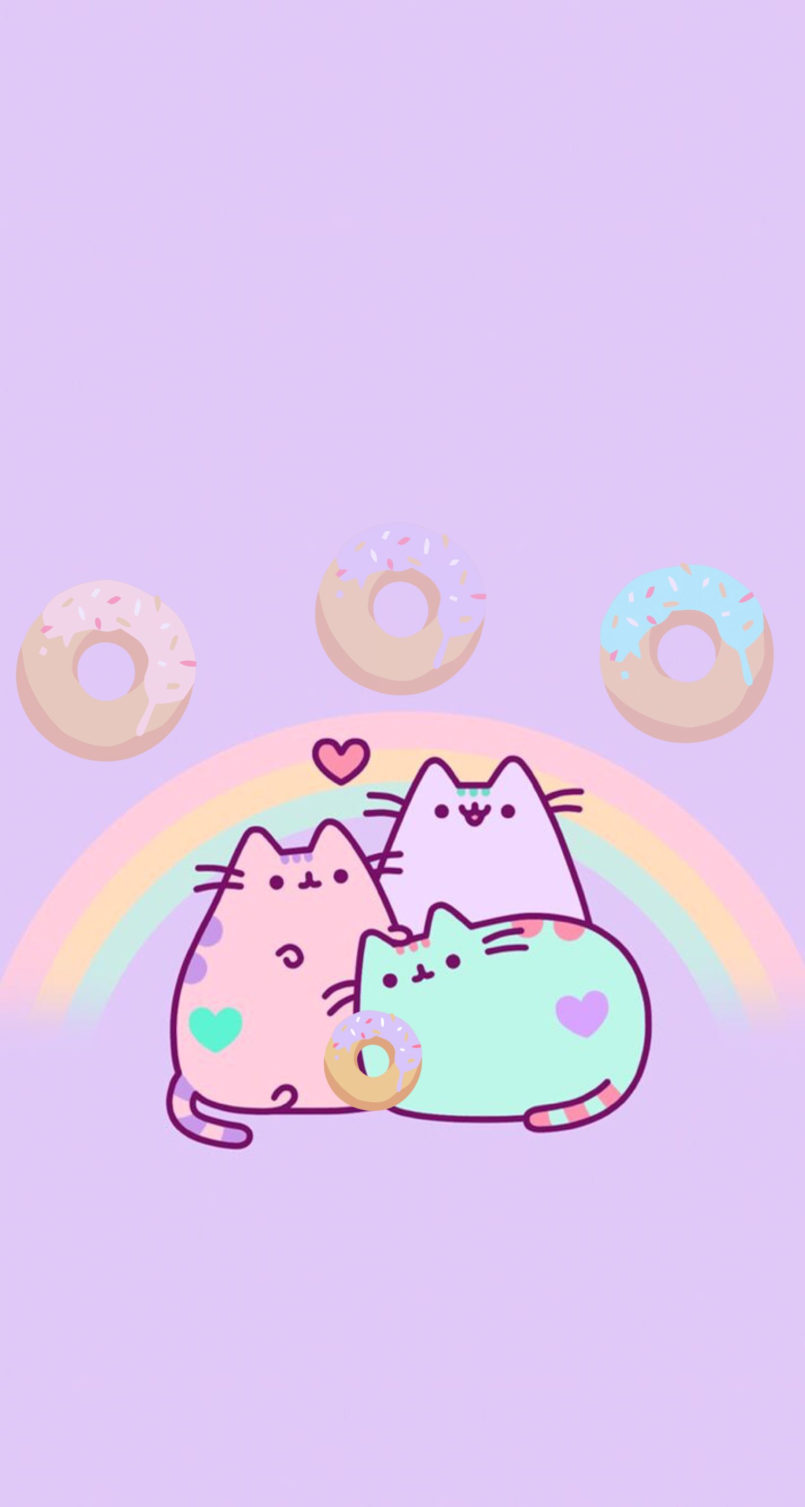 Pusheen gattini arcobaleno ciambelle, 1641x3072 Full HD Verticale, iPhone