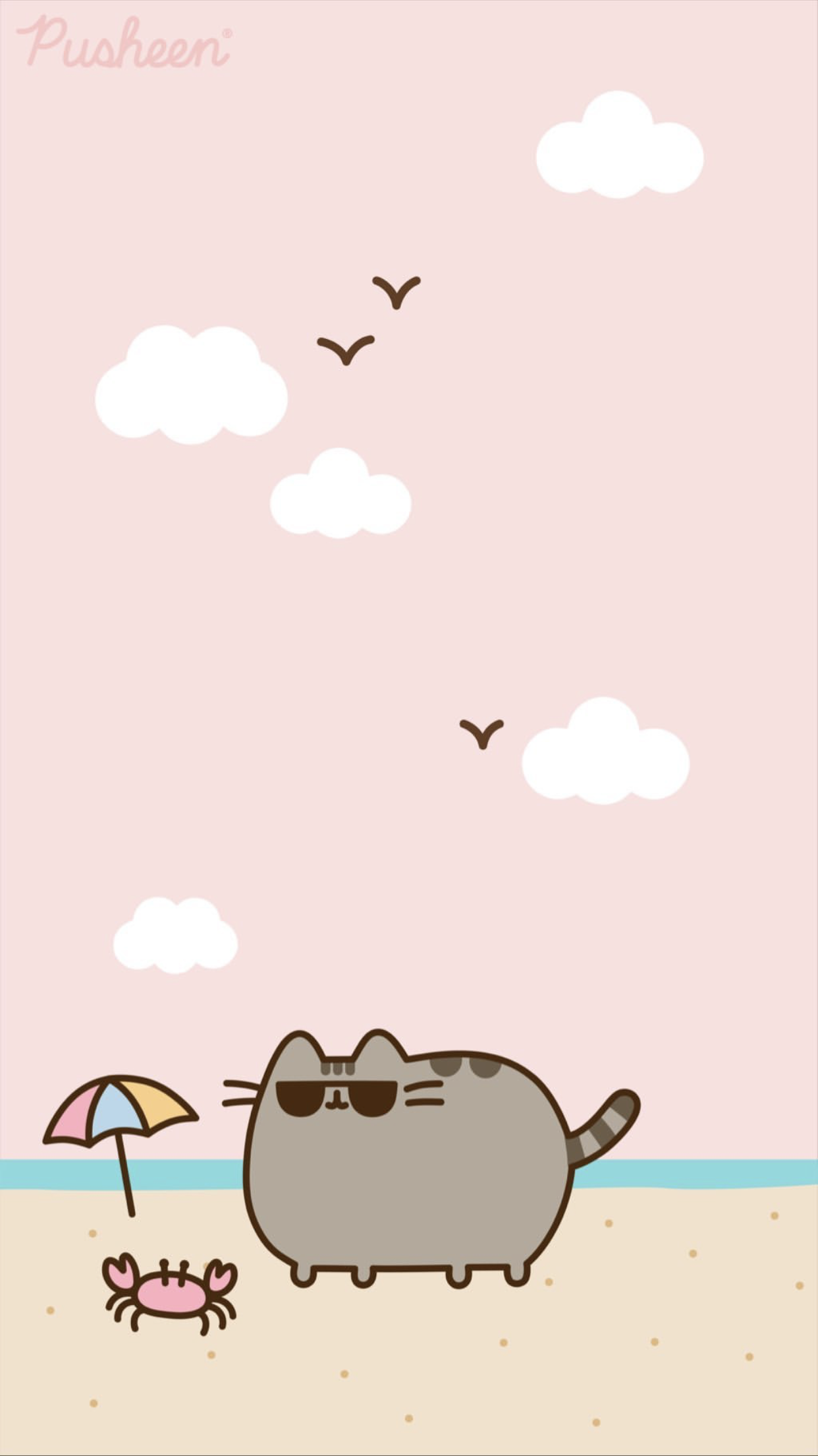 Pusheen gatto spiaggia estate, 1242x2208 Verticale, POCO