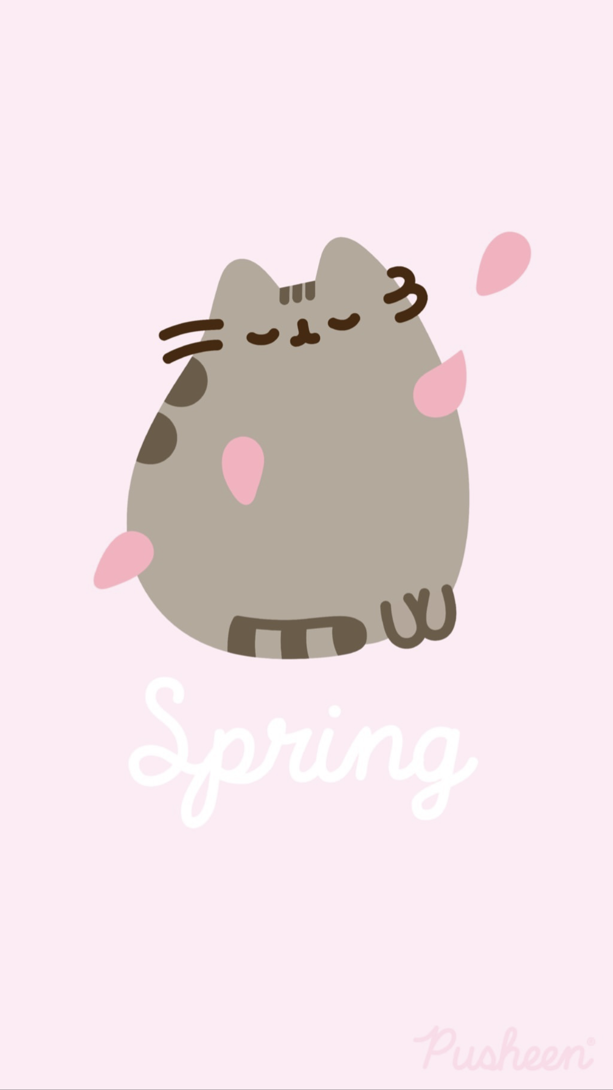 Pusheen gatto grigio primavera, 1242x2208 Full HD Verticale, iPhone