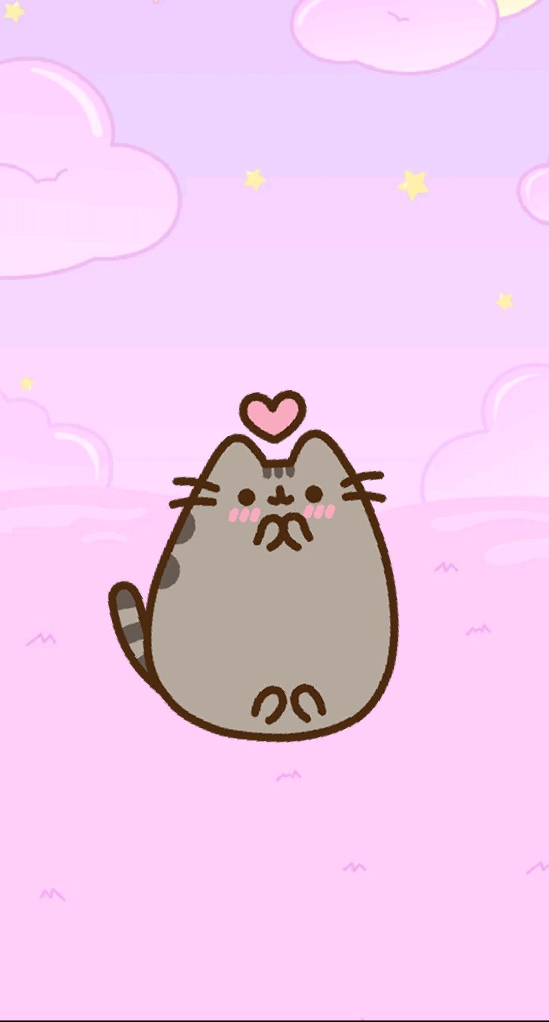 Pusheen gatto grigio cuore, 1080x2009 Full HD Verticale, Smartphone