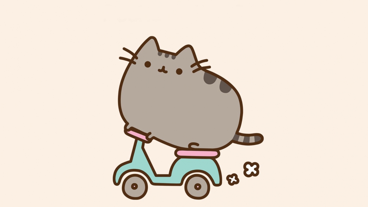 Pusheen gatto sul monopattino, 1200x675 HD, Laptop