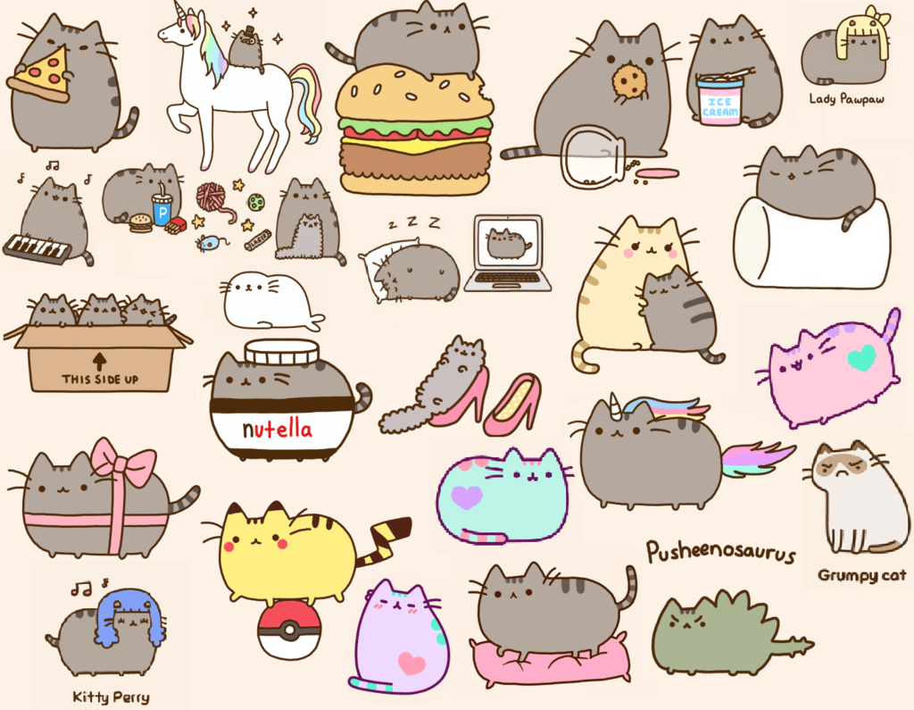 Pusheen the Cat adesivi, 1024x795 HD, PC
