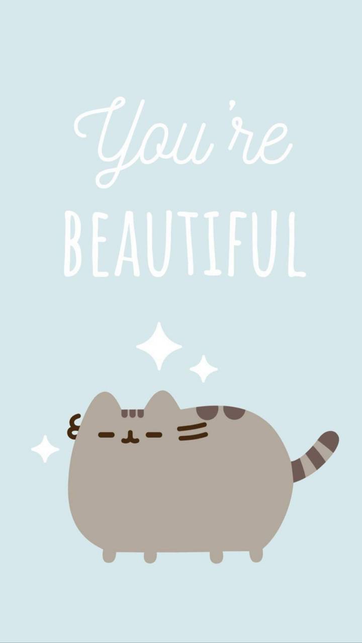 Pusheen gatto kawaii grigio, 720x1280 Verticale, Telefono
