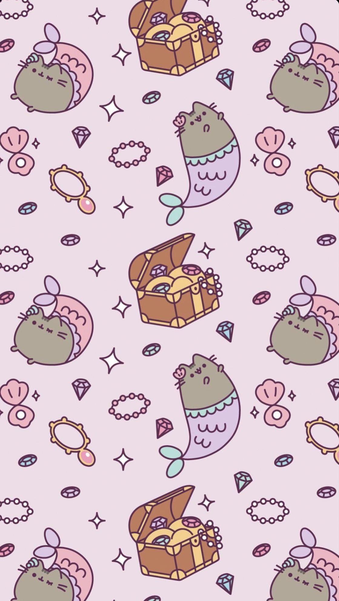 Pusheen sirena su rosa, 1119x1982 Full HD Verticale, iPhone