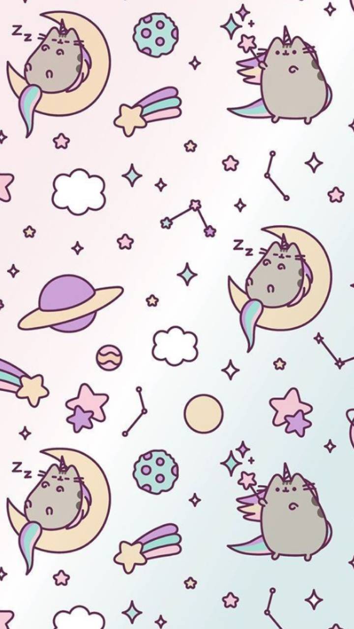 Pusheen gatto spazio pastello, 720x1280 Verticale, Mobile