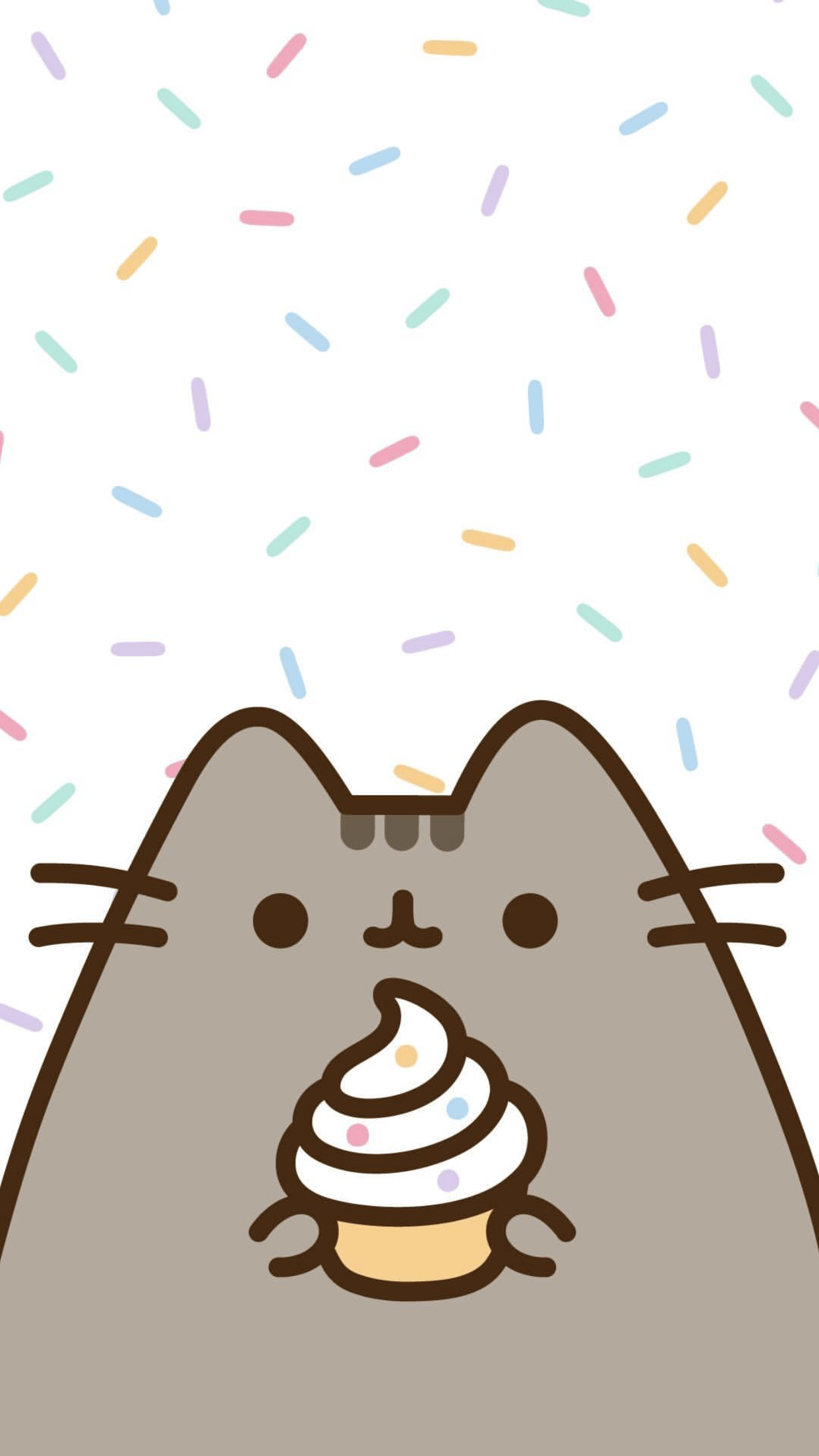 Pusheen gatto con cupcake, 1242x2208 Verticale, Xiaomi