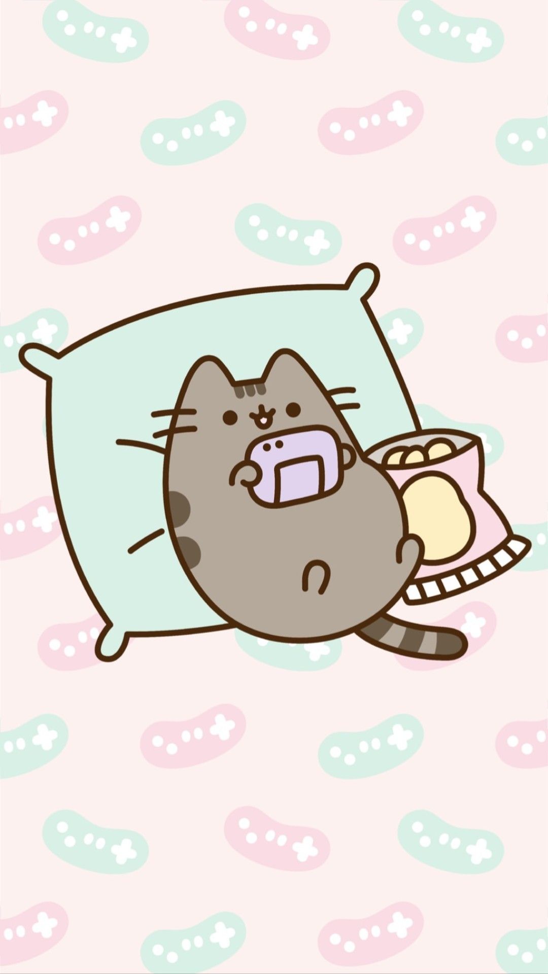 Pusheen gatto su cuscino, 1080x1920 Full HD Verticale, iPhone
