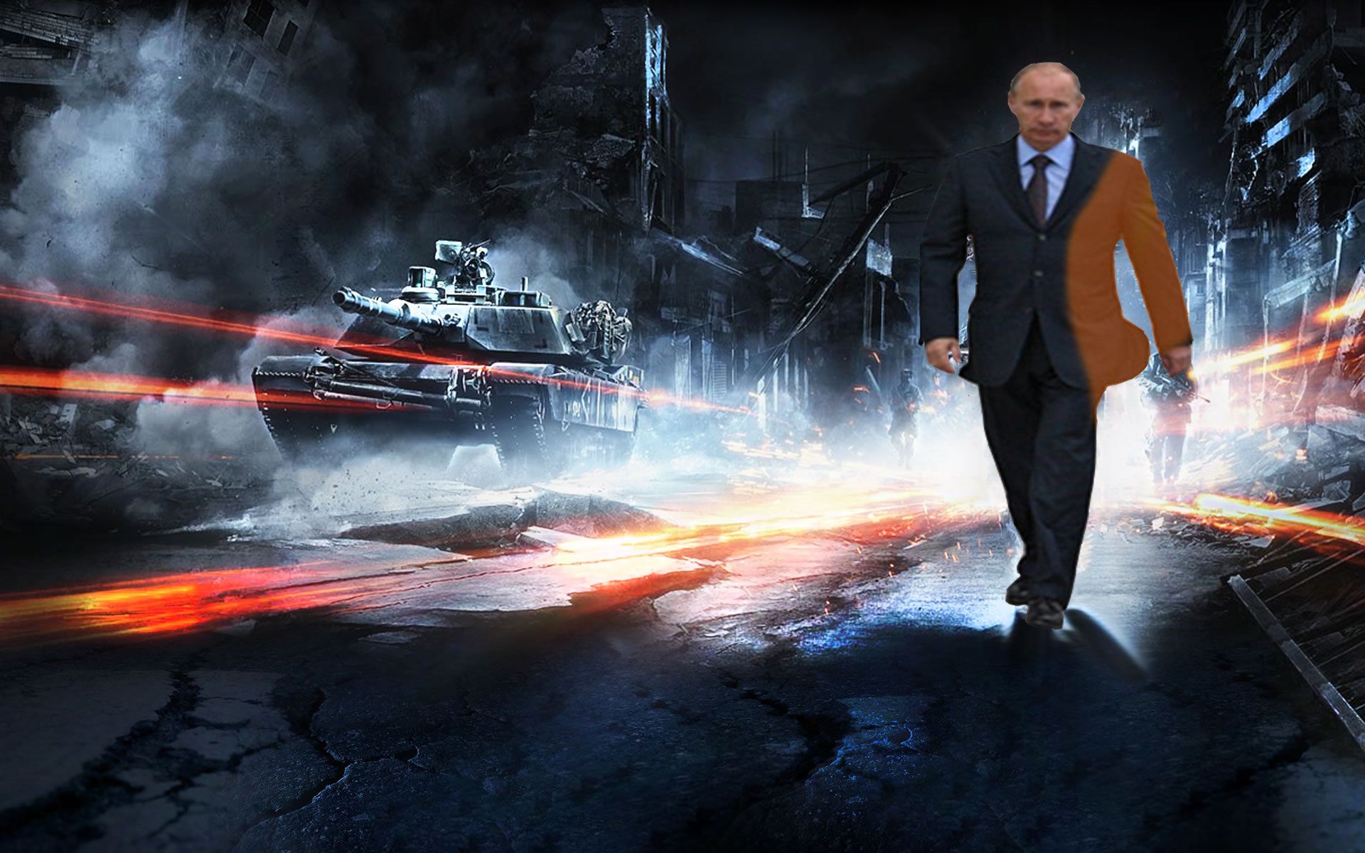 Ritratto Putin mosaico testo, 1332x850 HD, Desktop