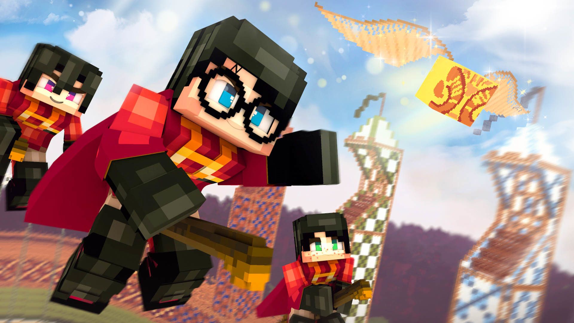 Minecraft Harry Potter Quidditch, gioco sandbox, 1920x1080 Full HD 1080p, Laptop