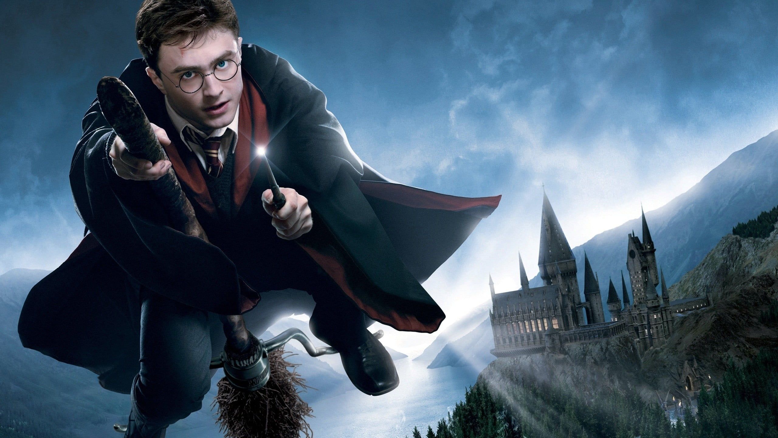 Harry Potter su scopa, Hogwarts, scuola di magia, 2560x1440 2K QHD, PC