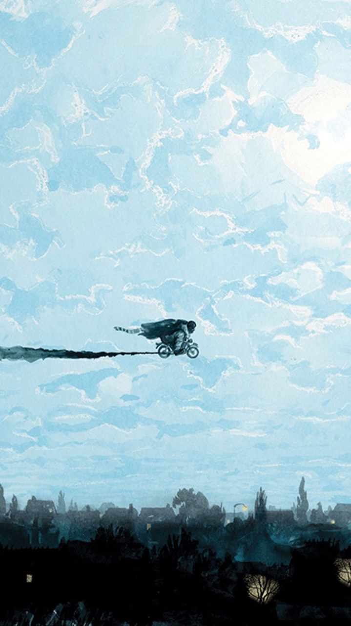 Giocatore Quidditch in volo, cielo azzurro, 719x1280 Verticale, Telefono