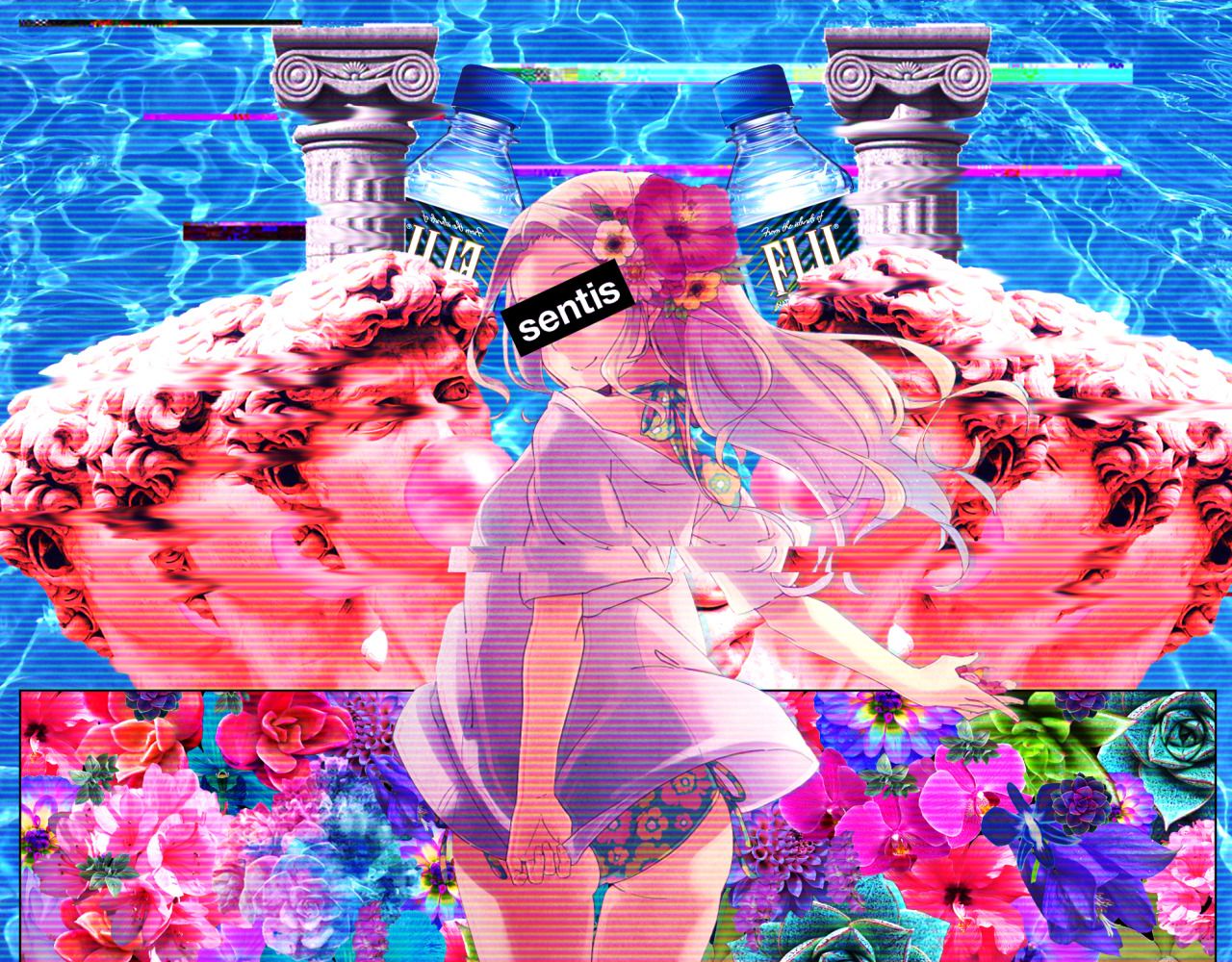 Ragazza anime effetto glitch, 3840x2160 Ultra HD, 4K TV