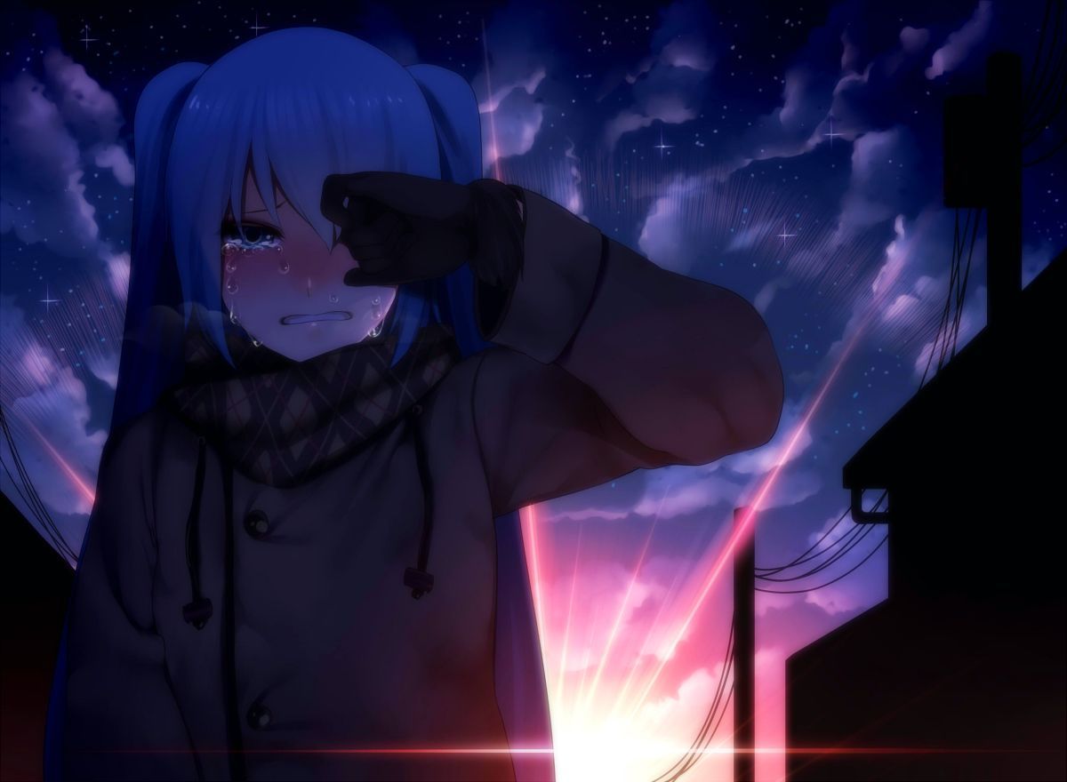 Ragazza anime triste piangendo, 1200x880 HD, Desktop
