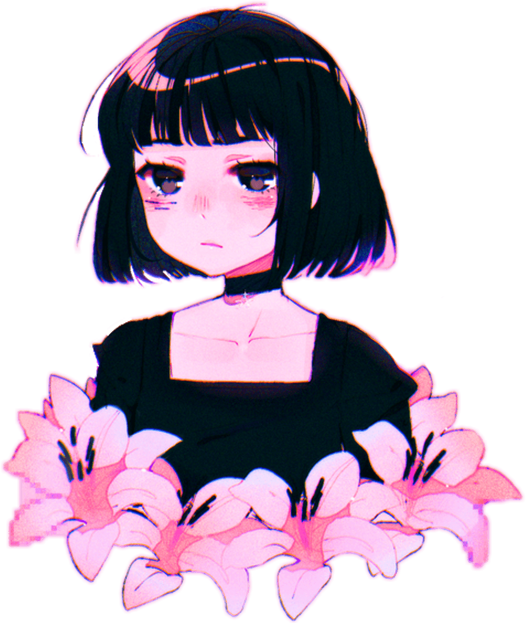 Ragazza anime triste con fiori, 1024x1211 Full HD Verticale, Smartphone