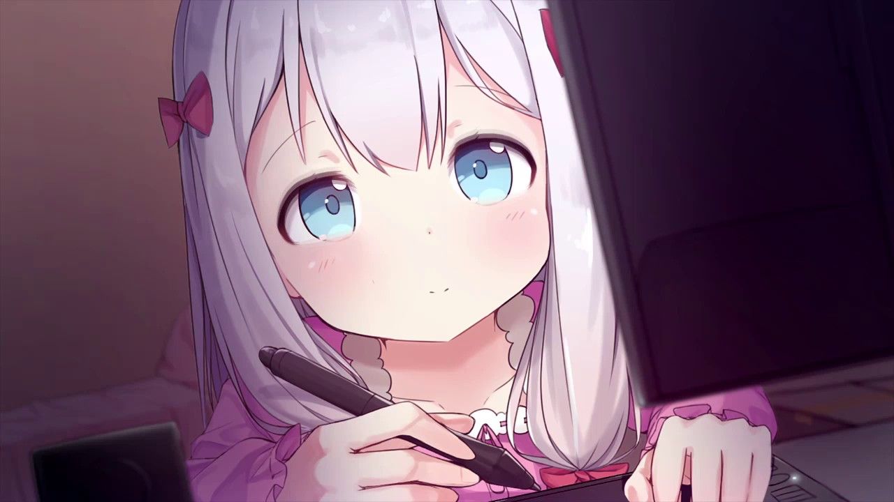Ragazza anime capelli bianchi kawaii, 1280x720 720p, Laptop