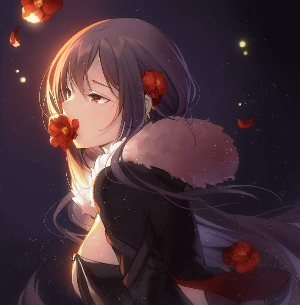 Ragazza anime capelli viola fiori, 1008x1024 Verticale, Telefono