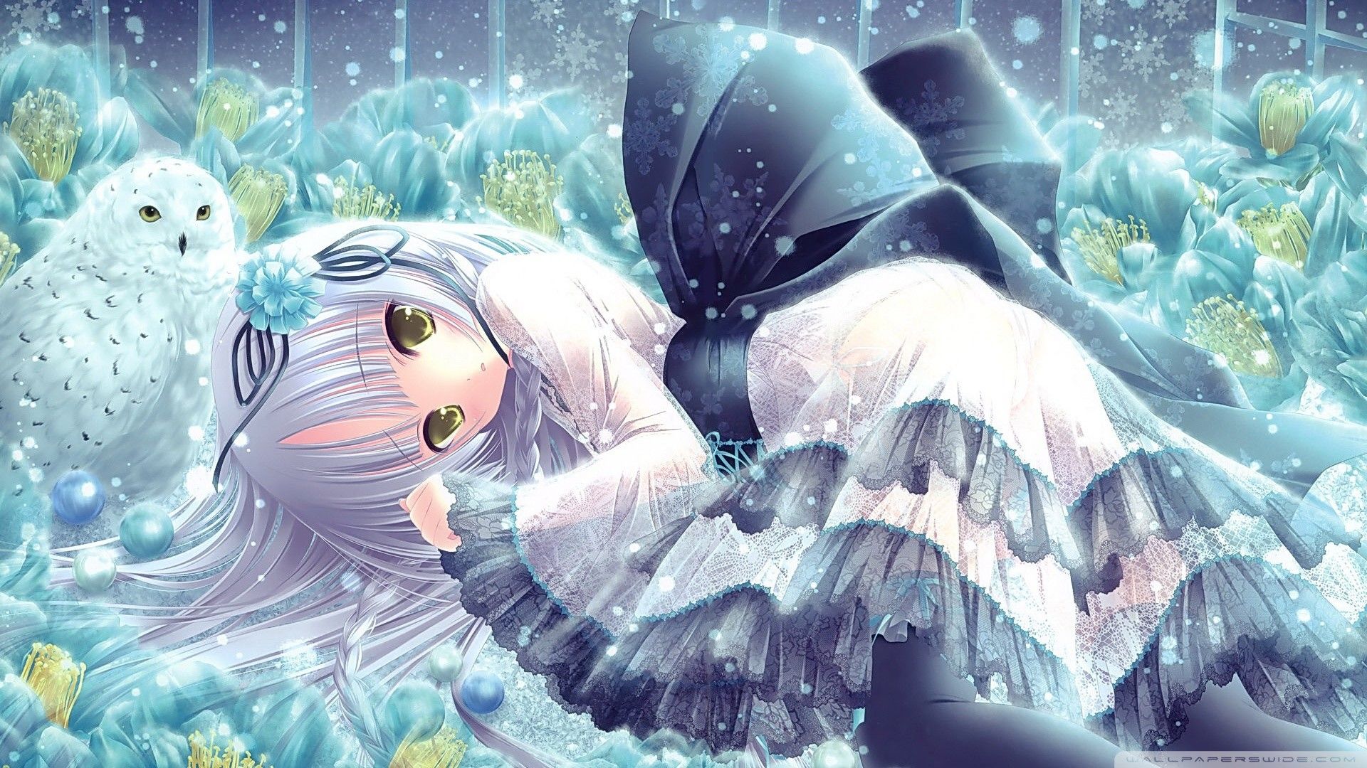 Ragazza anime con gufo bianco, 1920x1080 Full HD 1080p, Laptop