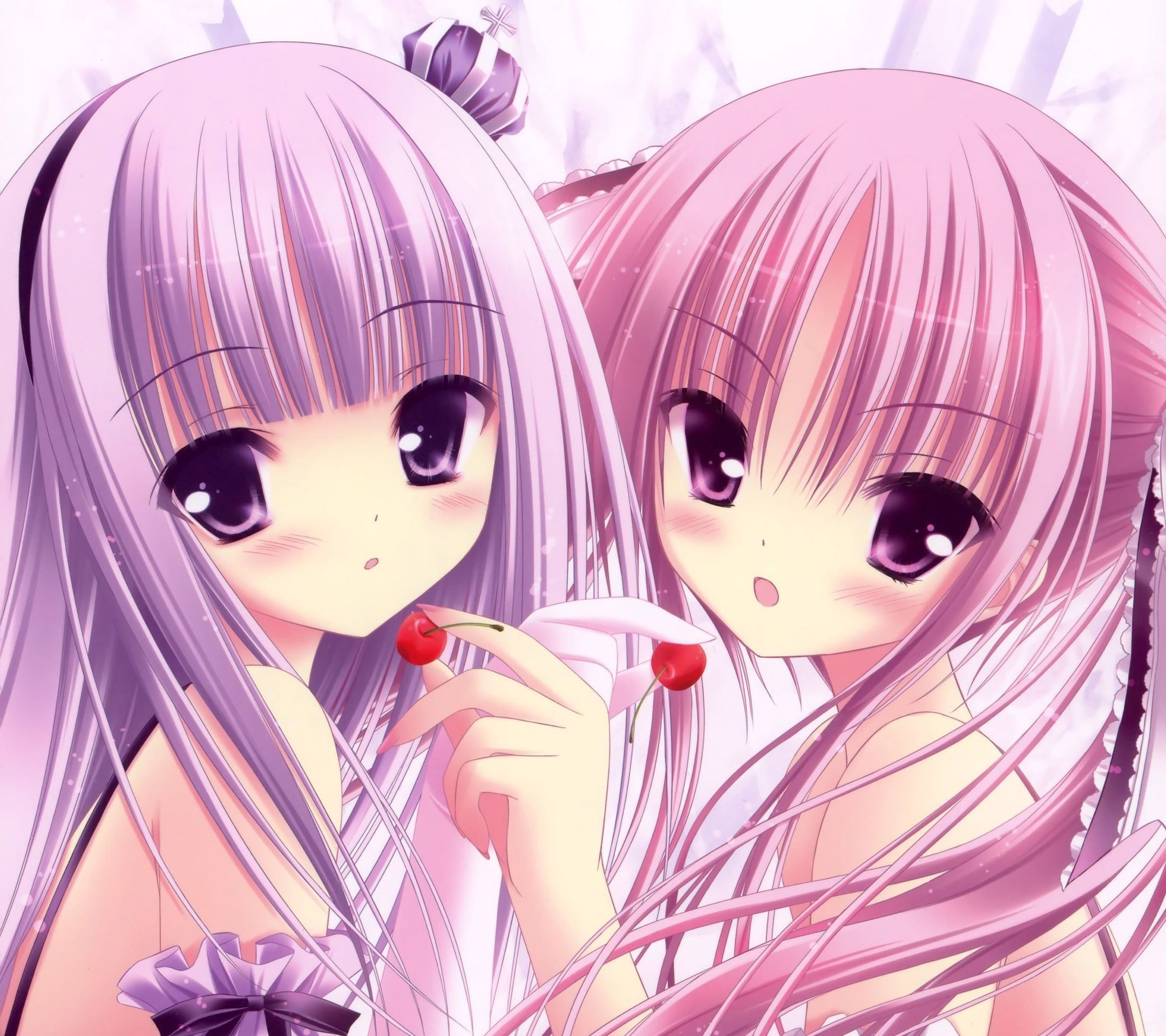 Due ragazze anime kawaii rosa, 2160x1920 2K, Desktop