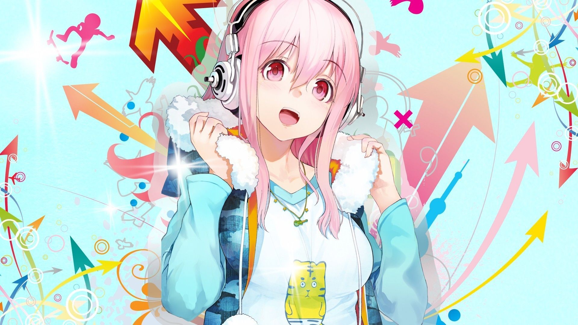Ragazza anime cuffie rosa, 1920x1080 Full HD, PC Desktop